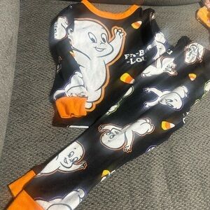 Kids Halloween Ghost Pajamas - Black and Orange